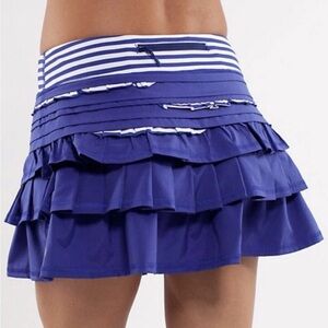 Lululemon Run: BACK ON TRACK Blue Ruffle Skirt Sz.4 TALL